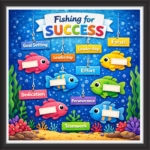 'Fishing for success  ' - Classroom Display Flex Board(4ft by 4ft)