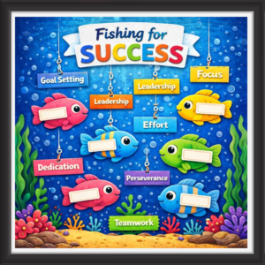 'Fishing for success  ' - Classroom Display Flex Board(4ft by 4ft)