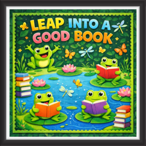 'Leap into good book ' - Classroom Display Flex Board(4ft by 4ft)