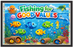 'Fishing for good values'-Classroom Display Flex Banner(6ft by 4ft)