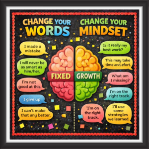 'Chang your words change your mindset' - Classroom Display Flex Board(4ft by 4ft)