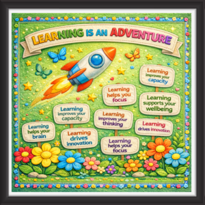 'Learning is an adventure ' - Classroom Display Flex Board(4ft by 4ft)