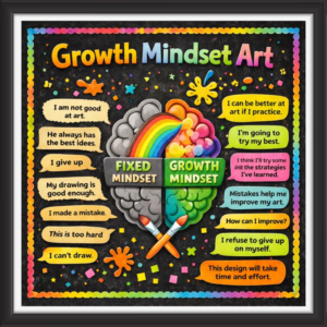 'Growth mindset art ' - Classroom Display Flex Board(4ft by 4ft)