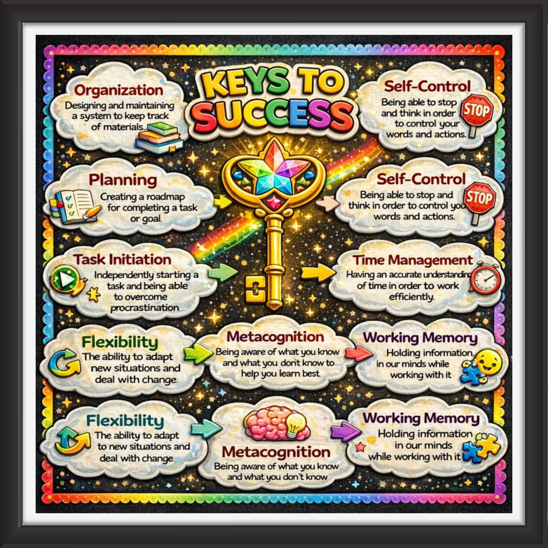 'Keys to sucess ' - Classroom Display Flex Board(4ft by 4ft)