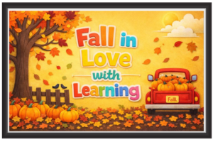 'Fall in love with learning'-Classroom Display Flex Banner(6ft by 4ft)