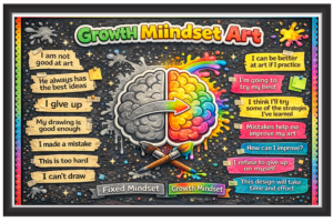 'Growth mindset art'-Classroom Display Flex Banner(6ft by 4ft)