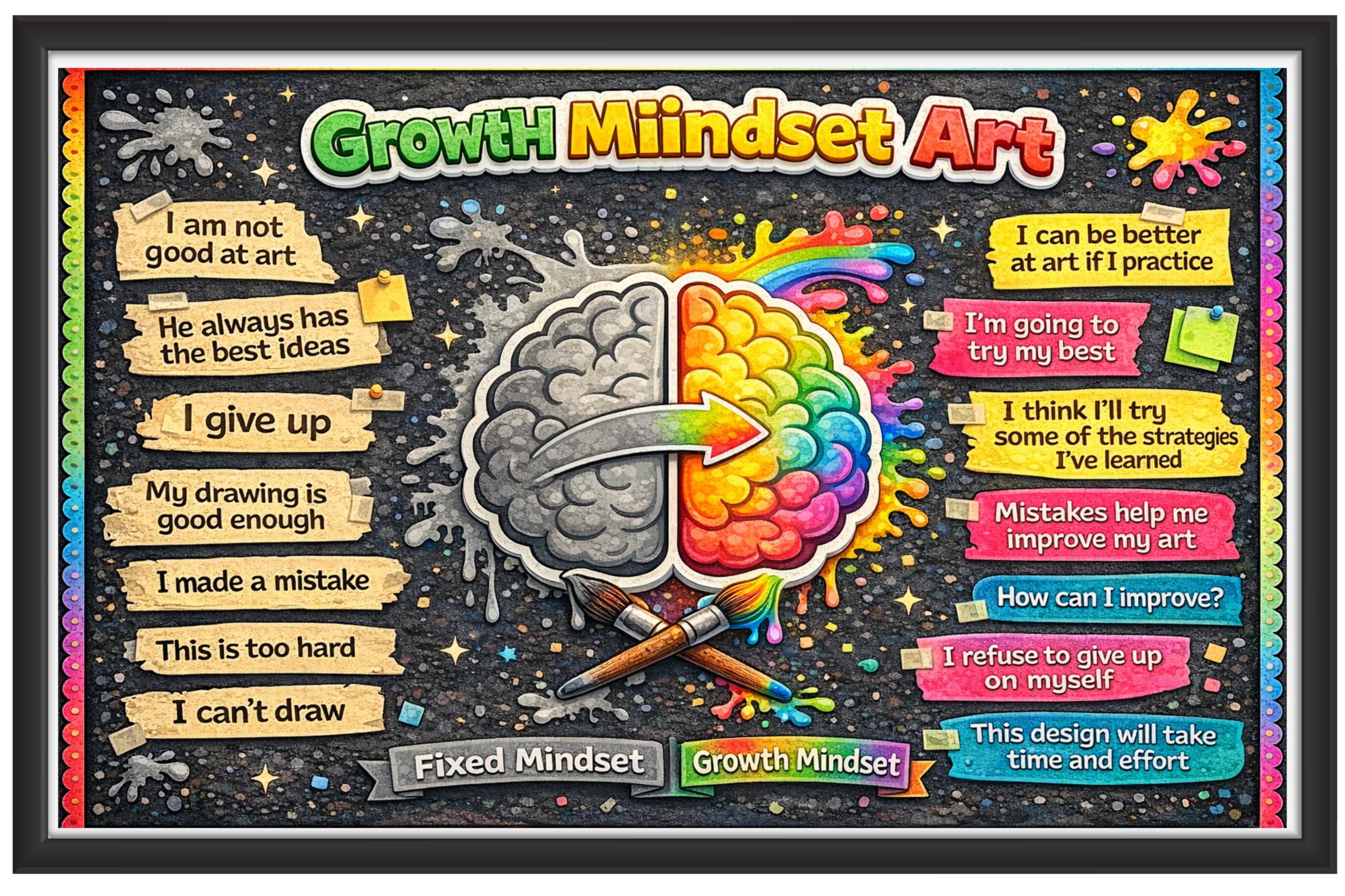 'Growth mindset art'-Classroom Display Flex Banner(6ft by 4ft)