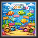 'Fishing for good values  ' - Classroom Display Flex Board(4ft by 4ft)