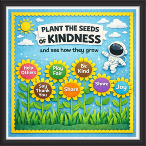 'PLant the seeds of kindness   ' - Classroom Display Flex Board(4ft by 4ft)