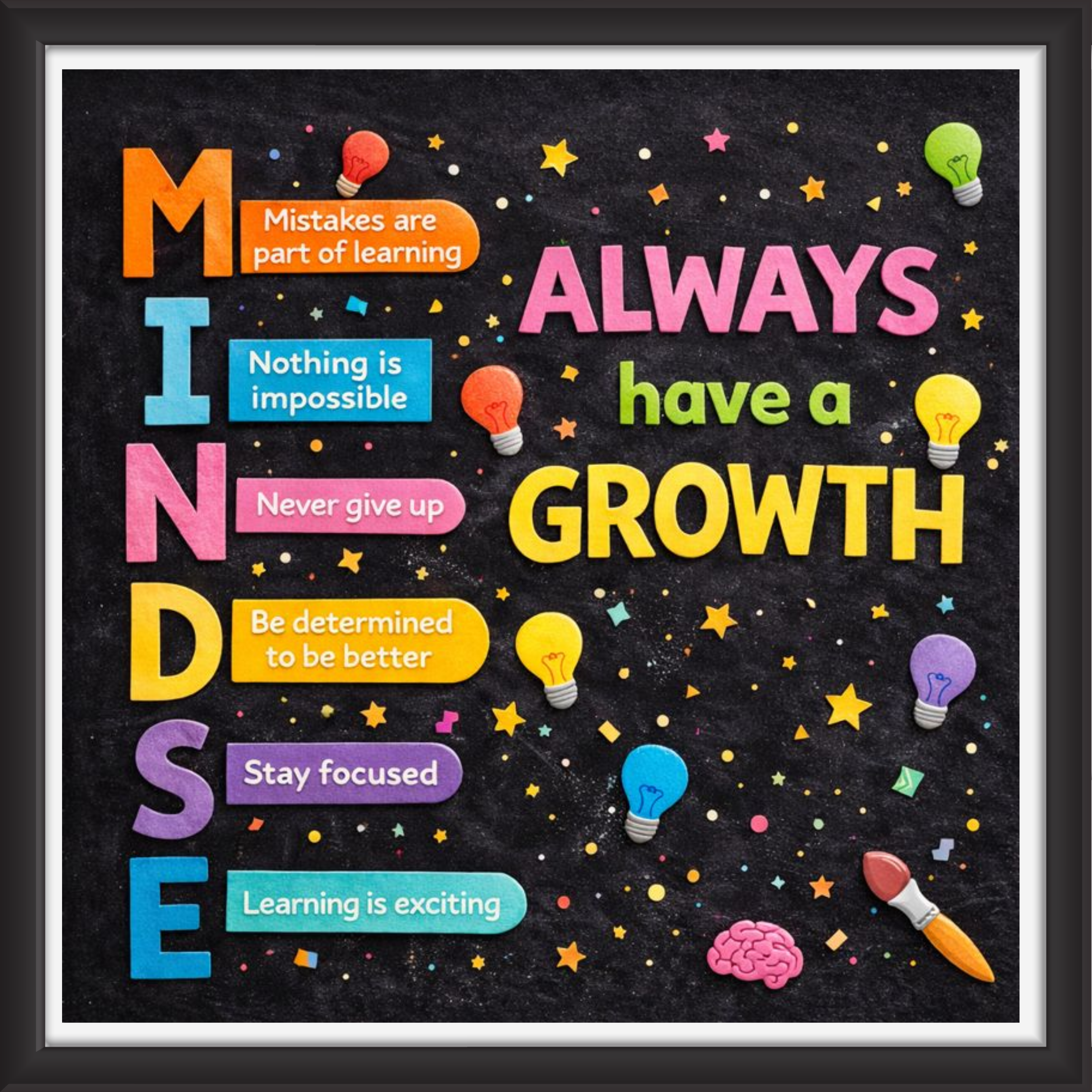'Always have a growth ' - Classroom Display Flex Board(4ft by 4ft)