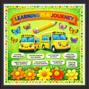 'Learning is a journey' - Classroom Display Flex Board(4ft by 4ft)