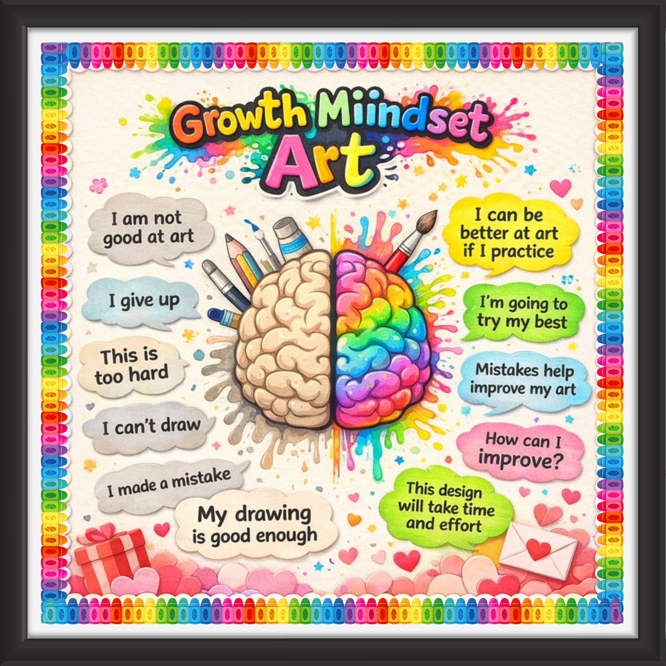 'Growth mindset art ' - Classroom Display Flex Board(4ft by 4ft)