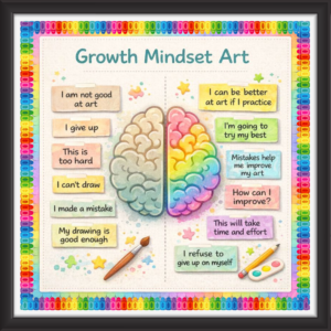 'Growth mindset art  ' - Classroom Display Flex Board(4ft by 4ft)