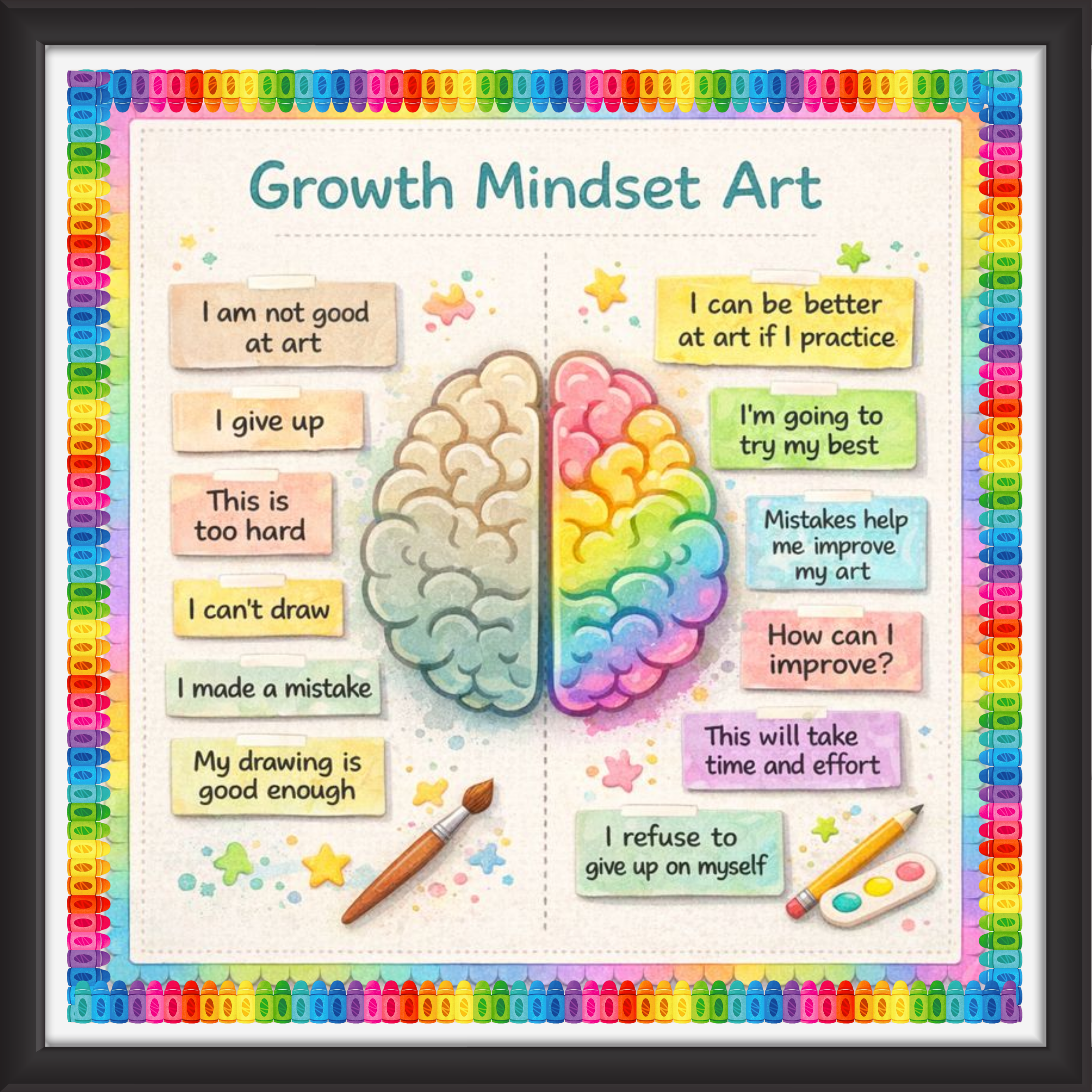 'Growth mindset art ' - Classroom Display Flex Board(4ft by 4ft)