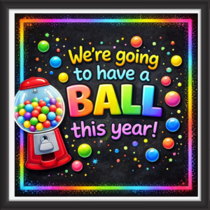 'We're going to have a ball this year ' - Classroom Display Flex Board(4ft by 4ft)