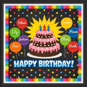 'Happy birthday  ' - Classroom Display Flex Board(4ft by 4ft)