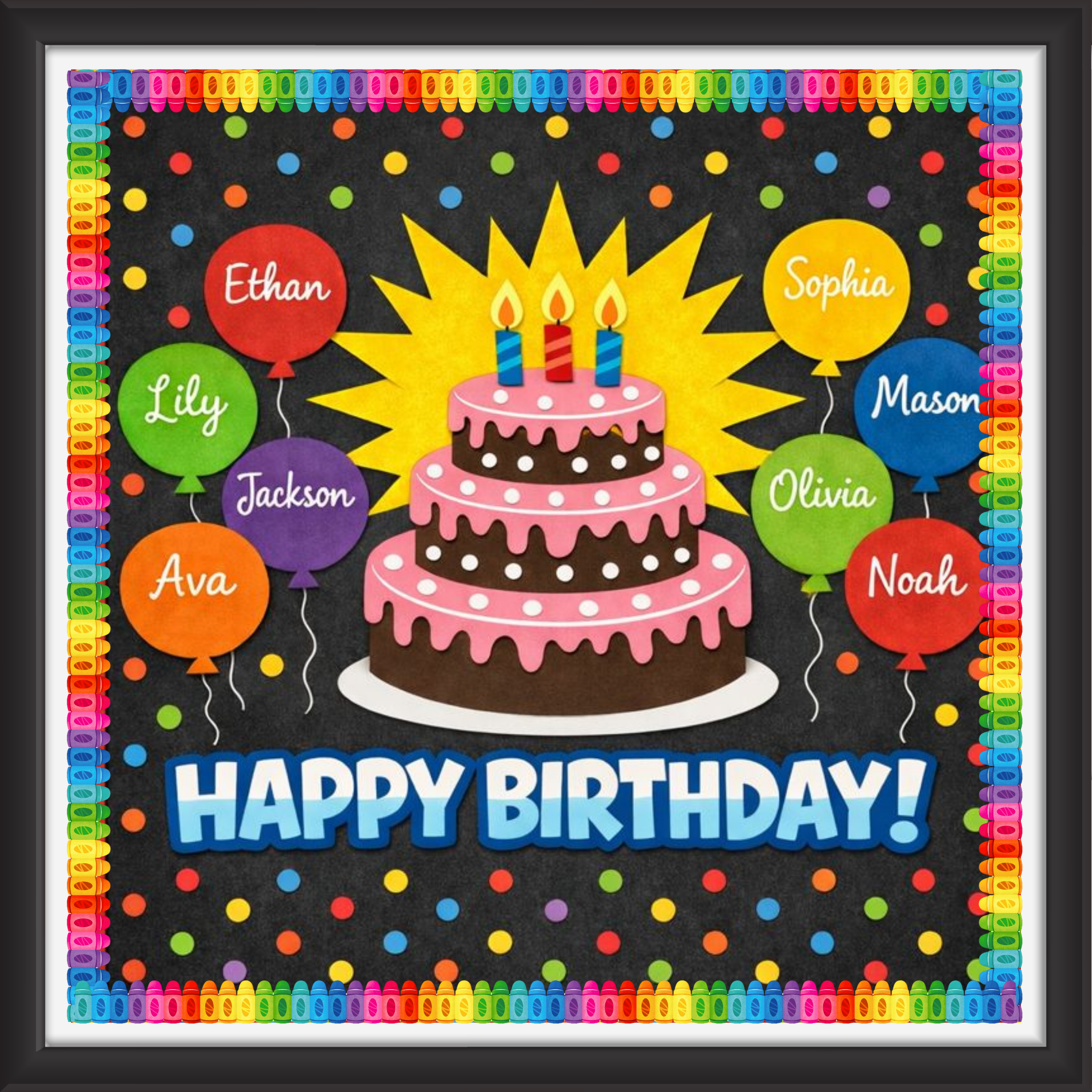 'Happy birthday ' - Classroom Display Flex Board(4ft by 4ft)