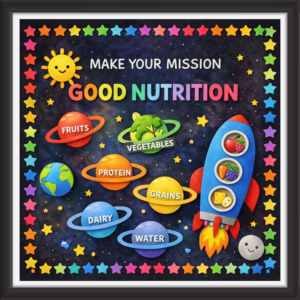 'Make your mission good nutrition  ' - Classroom Display Flex Board(4ft by 4ft)