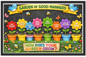 'Garden of good manners'-Classroom Display Flex Banner(6ft by 4ft)