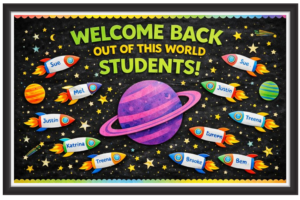 'Welcome back out of this world students!'-Classroom Display Flex Banner(6ft by 4ft)