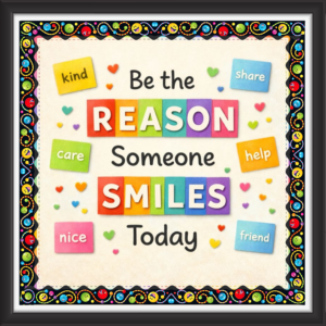 ' Be the reason someone smiles today  ' - Classroom Display Flex Board(4ft by 4ft)