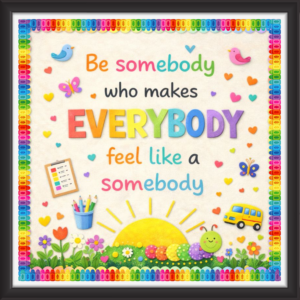 'Be somebody who makes everybody feel like a everybody  ' - Classroom Display Flex Board(4ft by 4ft)