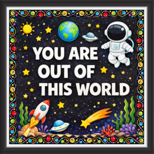 'You are out of this world  ' - Classroom Display Flex Board(4ft by 4ft)