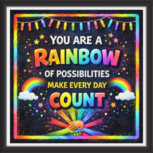 'You are a rainbow of posibilities...' - Classroom Display Flex Board(4ft by 4ft)