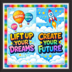 'LIft up your dreams create your future  ' - Classroom Display Flex Board(4ft by 4ft)