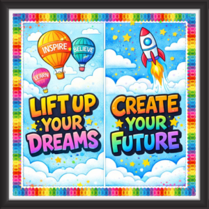 'LIft up your dreams create your future  ' - Classroom Display Flex Board(4ft by 4ft)