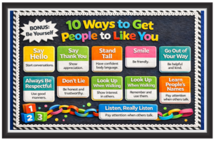 '10 ways to get people to like you '-Classroom Display Flex Banner(6ft by 4ft)