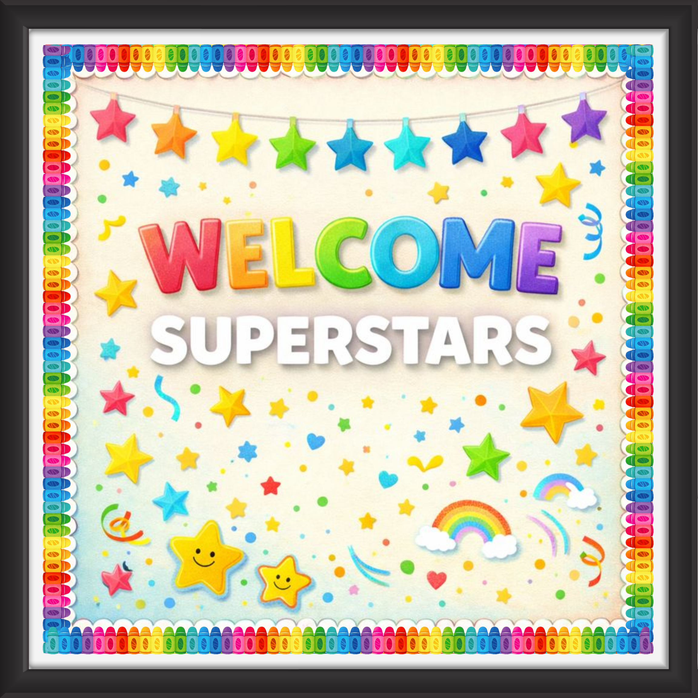 'Welcome superstars ' - Classroom Display Flex Board(4ft by 4ft)
