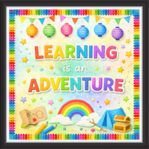 'Learning is an adventure ' - Classroom Display Flex Board(4ft by 4ft)