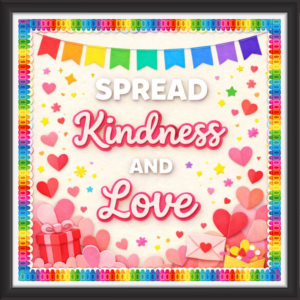'Spread kindness and love   ' - Classroom Display Flex Board(4ft by 4ft)