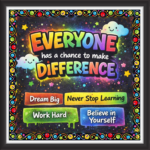 "Everyone has a chance to make a difference ' - Classroom Display Flex Board(4ft by 4ft)