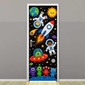 "Space theme" -Door sticker on paper