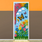 "Butterfly plant theme" -Door sticker on paper