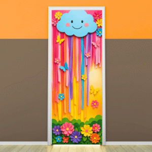 "Cloud flower theme" - Door stciker