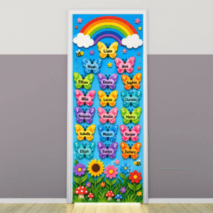 "Rainbow Butterfly theme" -Door sticker on paper