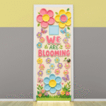 "We are Blooming" -Door sticker on paper