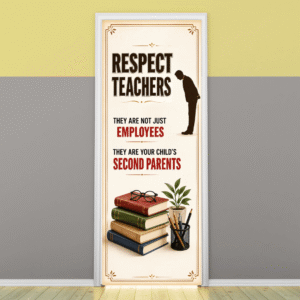 "Respect Teachers, They are not just Employees .." -Door sticker on paper