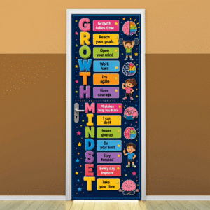 "Growth Mindset" -Door sticker on paper