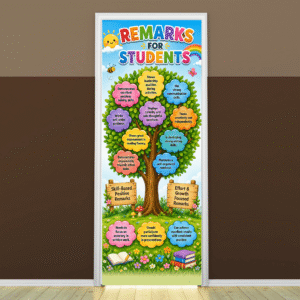 "Remarks for students" -Door sticker on paper