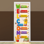 "Welcome " -Door sticker on paper