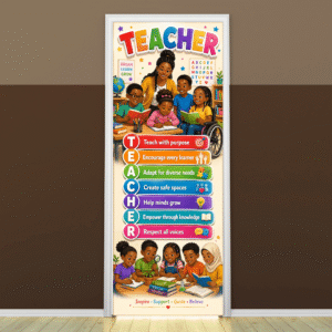 "Teacher" -Door sticker on paper