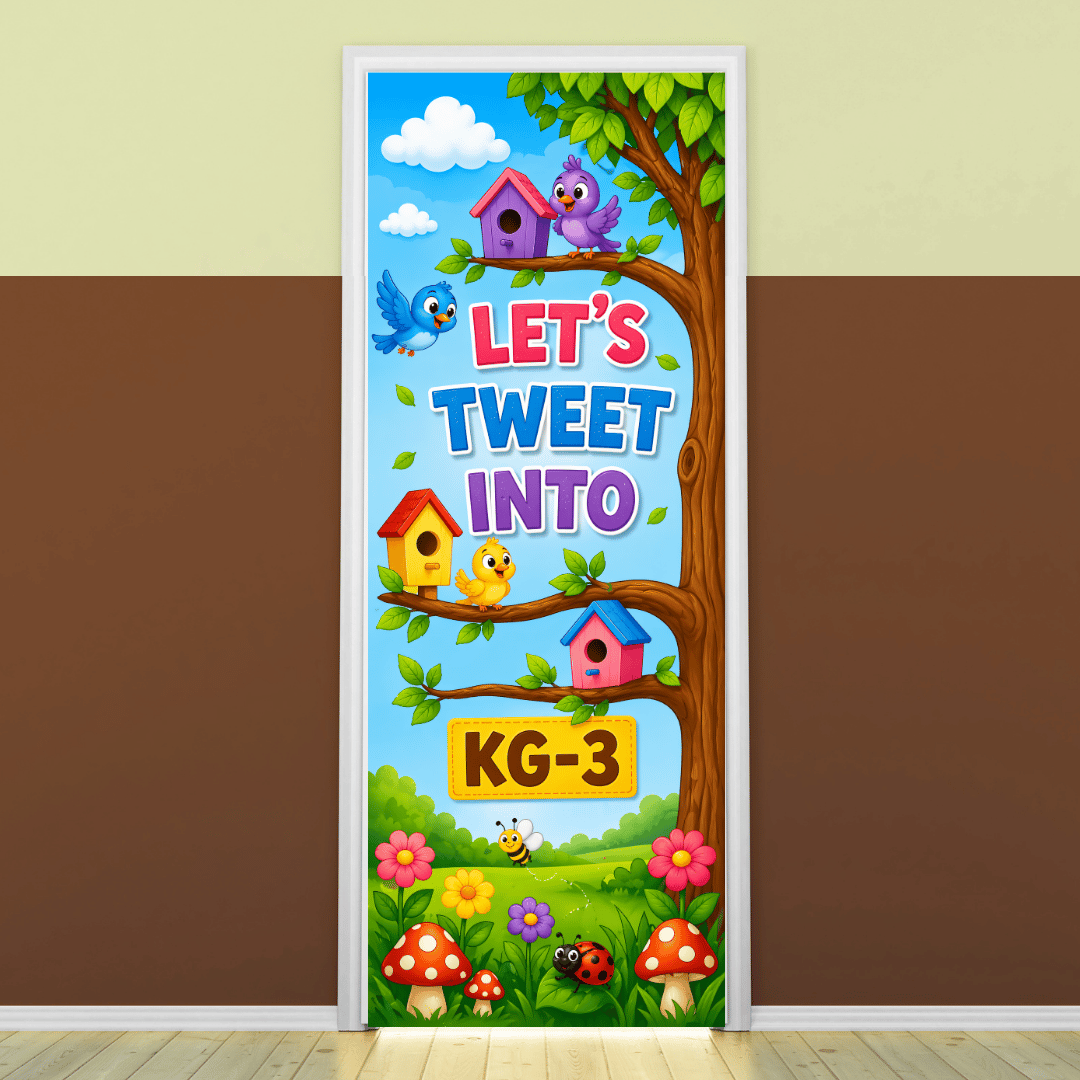 “Let’s tweet into KG-3” -Door sticker on paper
