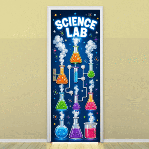 "Science Lab" -Door sticker on paper