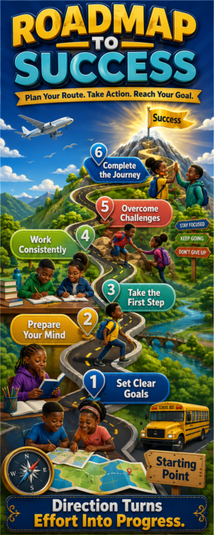 "Roadmap to success" -Door sticker on paper