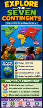 "Explore the seven continents" -Door sticker on paper