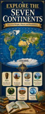 "Explore the seven continents" - Door Sticker on paper